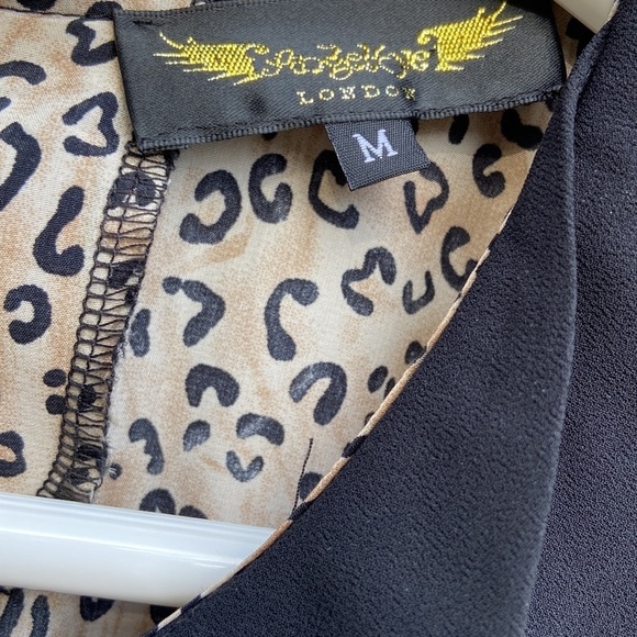 🍀3 for $25🍀Angel Eye London Black and Animal Print Dress with Collar Size M - Picture 5 of 11